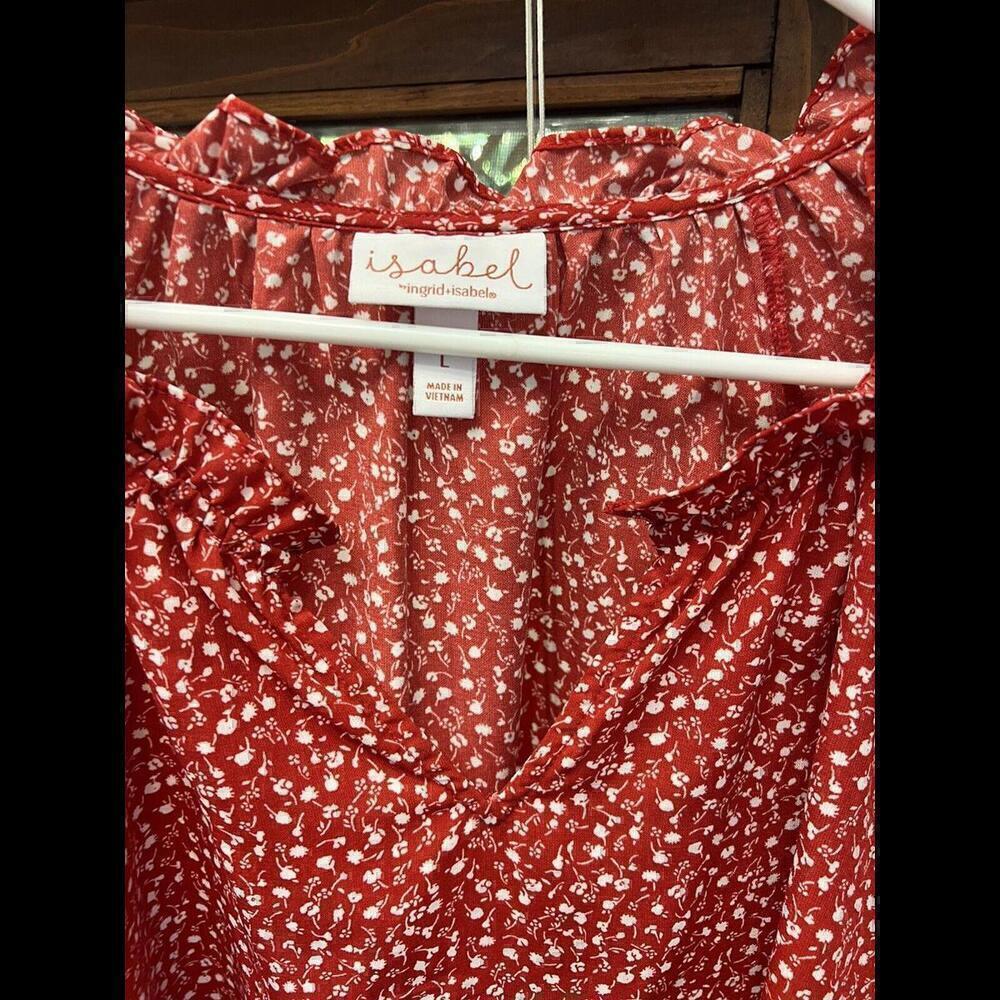 ingrid and isabel maternity Xlarge red floral long sleeve summer blouse - Picture 3 of 3